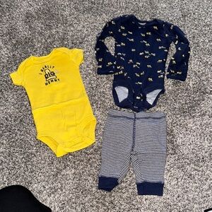 Bright Yellow and Navy Blue Bodysuits for Infants